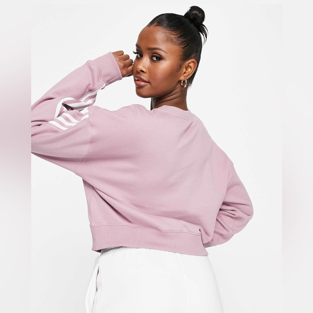 adidas Originals adicolor 3 stripe sweat in mauve - Picture 3 of 11